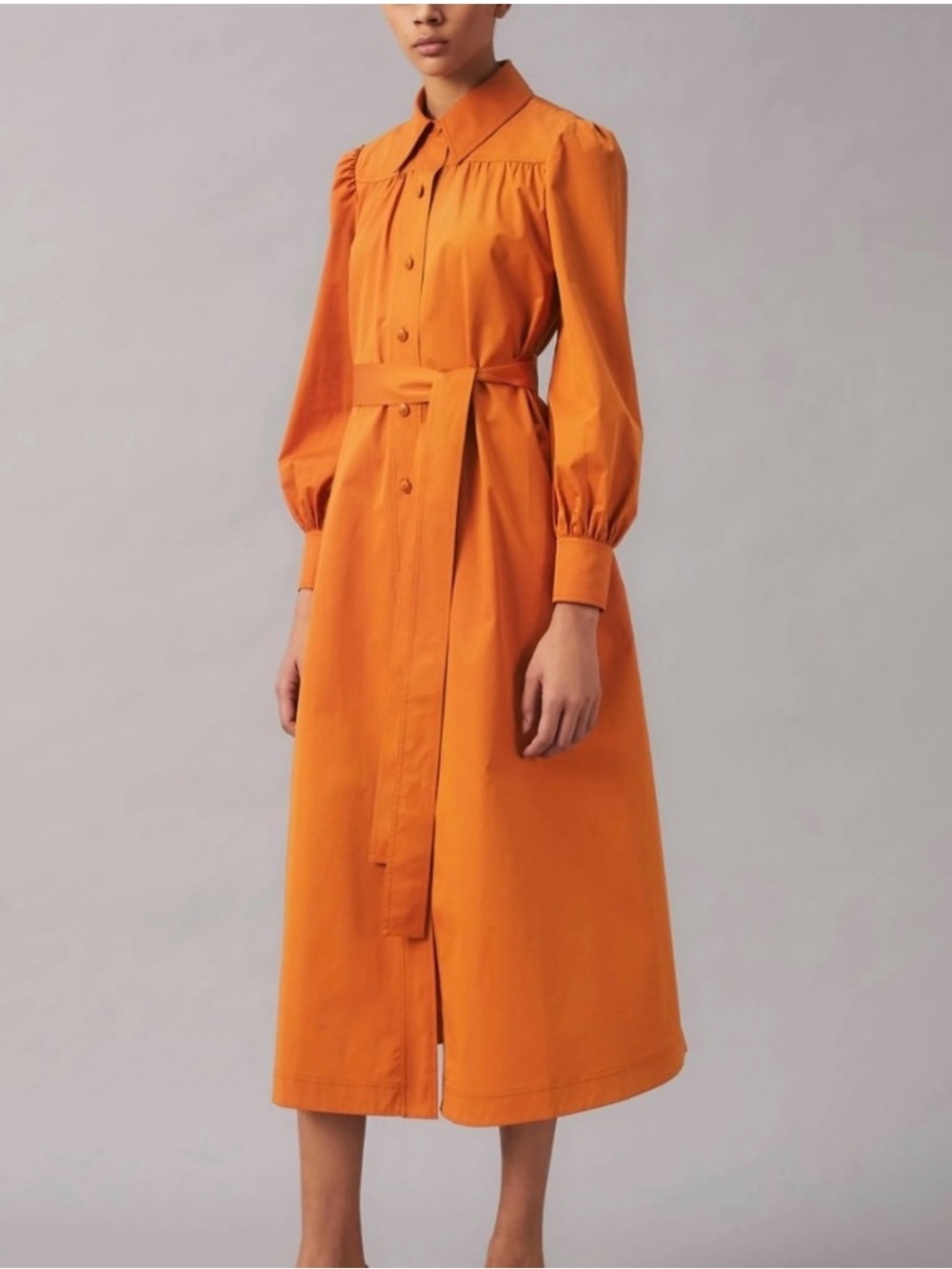Tory Burch Long Button-Front Women's Dress in Burnt Orange